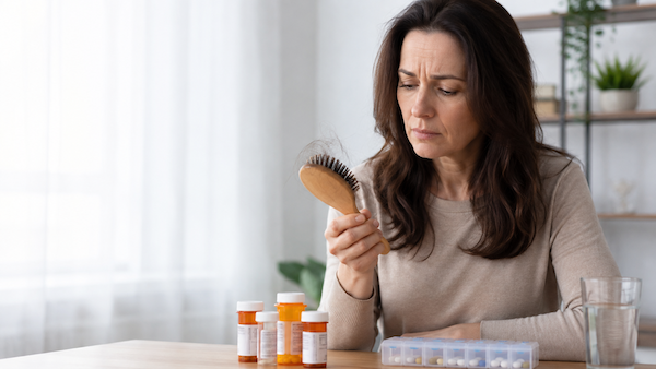 Medications that effect women's hair loss and hair health, Which medications commonly cause hair loss?, Can blood pressure medicine cause hair loss?, Do antidepressants cause hair shedding?, Can cholesterol medications affect Women's hair growth?, Can GLP-1 weight loss medications cause shedding?, Will chemotherapy hair grow back?, Can stopping medication reverse hair loss?, Should I stop a medication if my hair is thinning?, Which supplements are actually effective in Hair Growth?, Are collagen supplements worth taking?