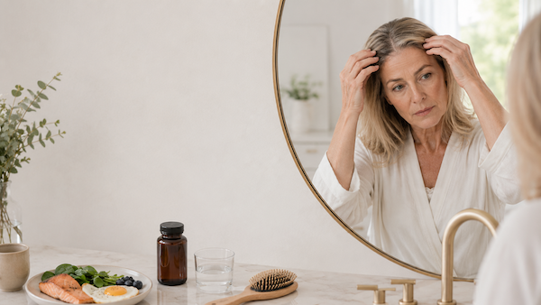 Women’s Hair Loss knowledge Center on Nutrition & Deficiencies, Can low iron cause hair loss?, What ferritin level is best for hair growth?, Does Vitamin D deficiency cause hair loss?, Can low B12 cause hair thinning?, Does zinc deficiency affect hair?, Can low protein cause hair loss?, Should I take biotin?, Which vitamins actually help hair growth?, What foods promote healthy hair?, Can weight loss cause hair shedding?