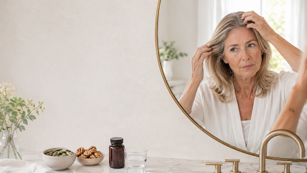 Women’s Hair Loss knowledge Center on Nutrition & Deficiencies, Can low iron cause hair loss?, What ferritin level is best for hair growth?, Does Vitamin D deficiency cause hair loss?, Can low B12 cause hair thinning?, Does zinc deficiency affect hair?, Can low protein cause hair loss?, Should I take biotin?, Which vitamins actually help hair growth?, What foods promote healthy hair?, Can weight loss cause hair shedding?