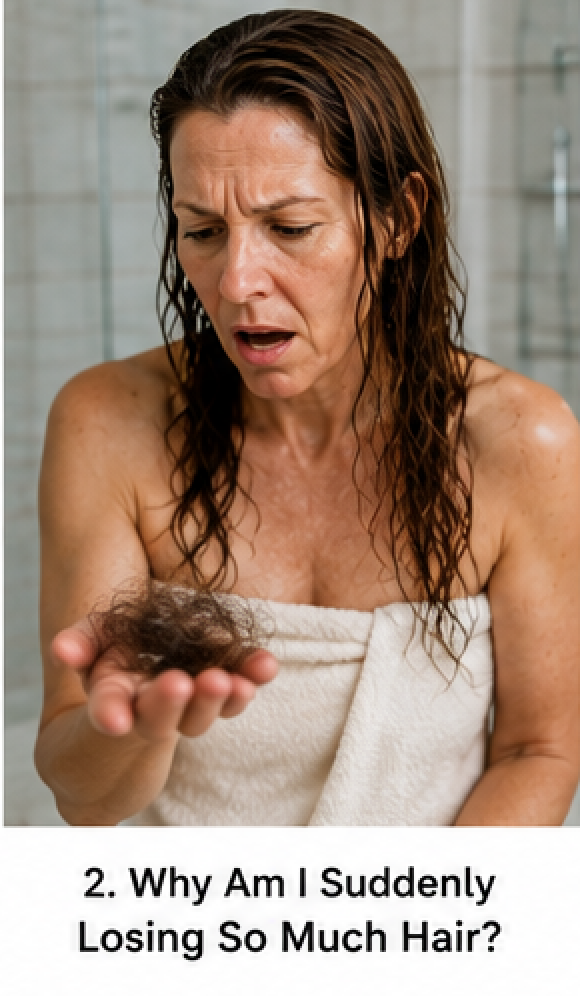 Why is my hair thinning? Why am I suddenly losing so much hair? Is losing hair every day normal? How much hair loss is considered normal? What causes hair loss in women? Why is my hair becoming thinner as I get older? Why is my ponytail getting smaller? Why can I suddenly see more of my scalp? Why is my hair getting finer? Can hair loss happen without bald spots?